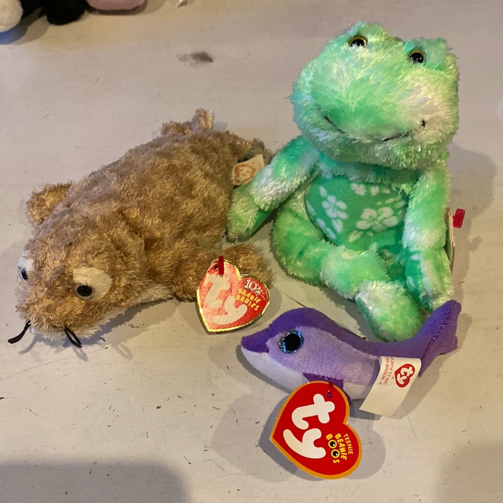 Ty beanie babies Fins and Palms, teenie beanie boo Surf